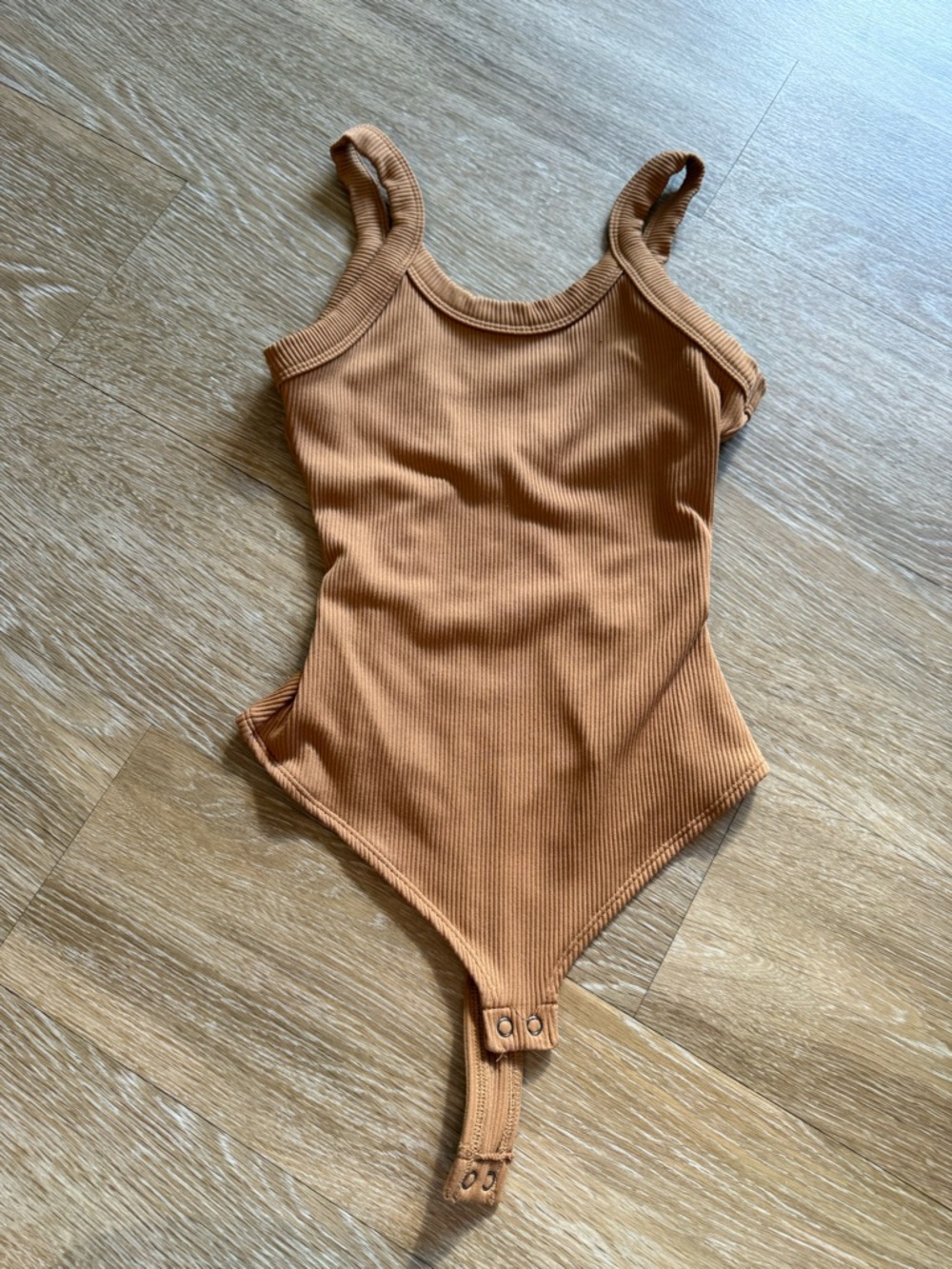 Ribbed One-Piece Bodysuit in Rust